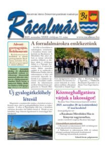 Titelseite der Zeitung „Rácalmás“ 2025/11 (November)