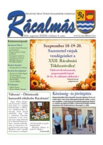 Titelseite der Zeitung „Rácalmás“ 2026/8 (August)